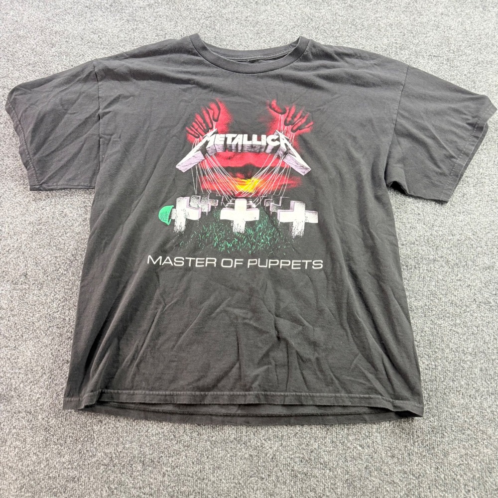 Metallica T Shirt Master of Puppets Graphic Band Tee Tracklist XXL Black Mens